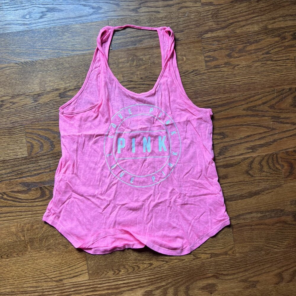 EUC Bright Pink Tissue Logo Tank from Victoria's Secret PINK Sz S